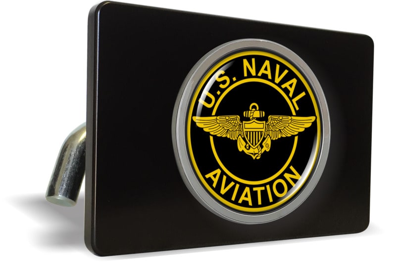 U.S. Naval Aviation and Gold Wings - Tow Hitch Cover with Chrome Metal Emblem